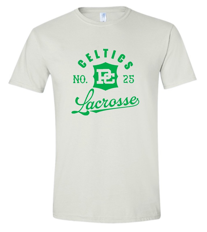 PCHS Celtics Logo Lacrosse Number Gildan Softstyle T shirt Available in 4 different colors