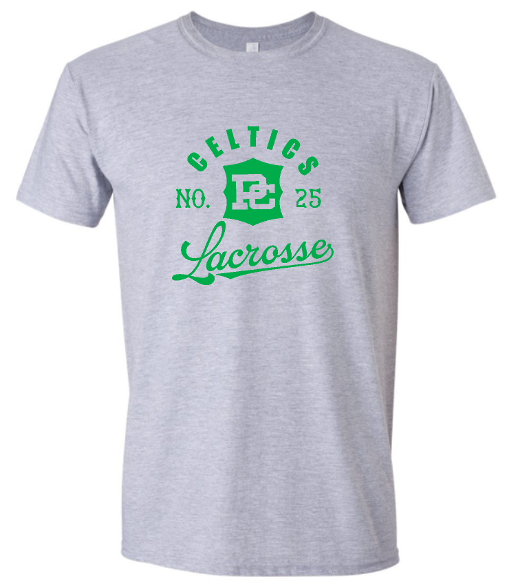 PCHS Celtics Logo Lacrosse Number Gildan Softstyle T shirt Available in 4 different colors