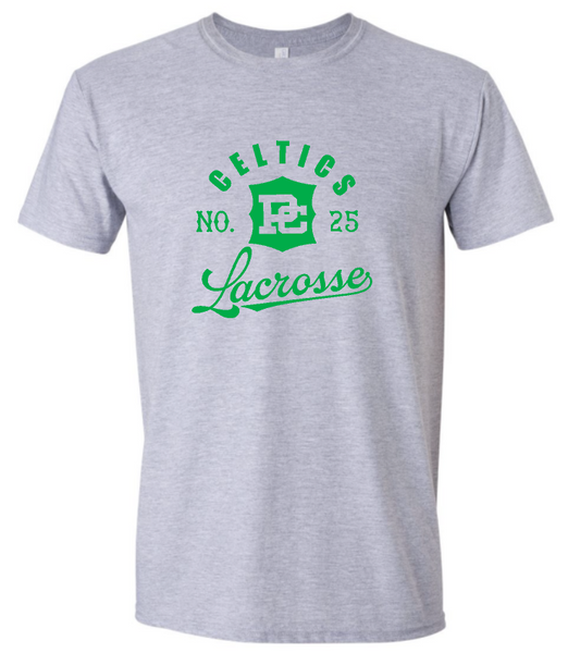 PCHS Celtics Logo Lacrosse Number Gildan Softstyle T shirt Available in 4 different colors