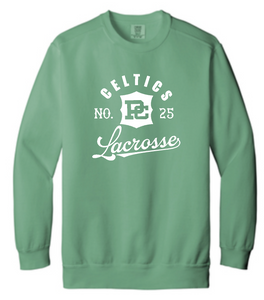 PCHS Celtics Logo Lacrosse Number Comfort Colors Crew Neck Sweatshirt Available in 2 different colors