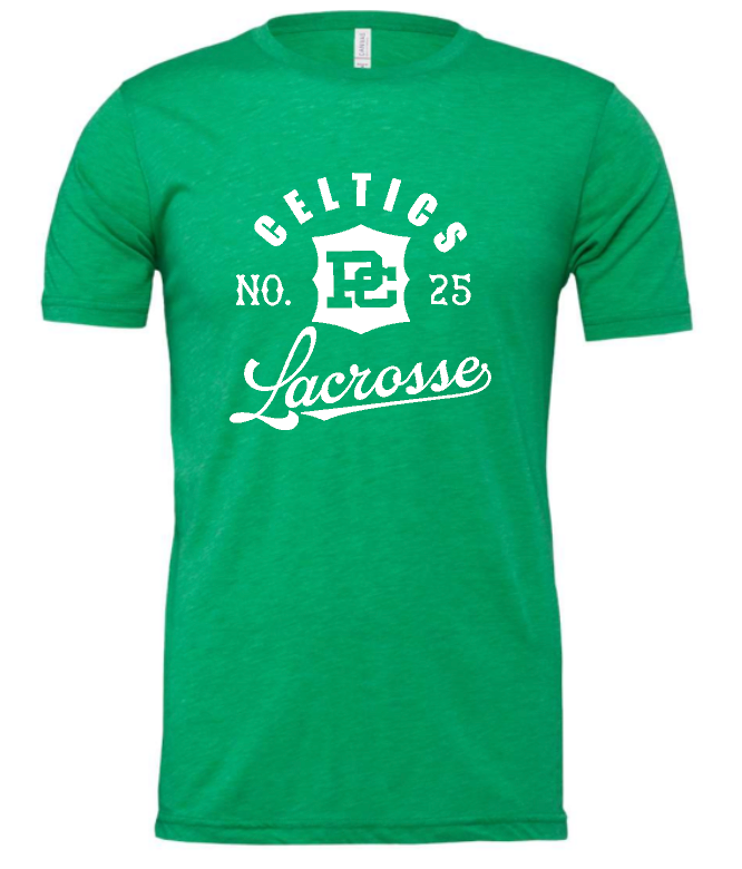 PCHS Celtics Logo Lacrosse Number BELLA T shirt Available in 4 different colors