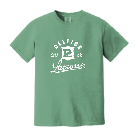 PCHS Celtics Logo Lacrosse w/ Number Comfort Colors T shirt Available in 2 different colors