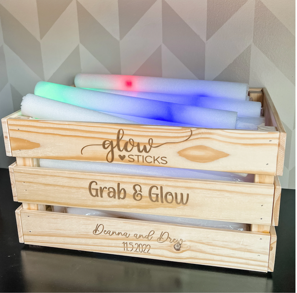 Glow Stick Wedding Reception Box Custom Personalized Crate