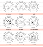 Hand drawn dog ornaments choose your breed and personalize the bottom