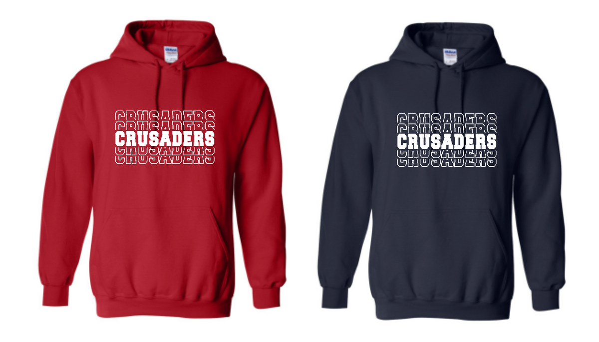 New Crusaders multi word Red or Navy Sweatshirt (hooded or crewneck)