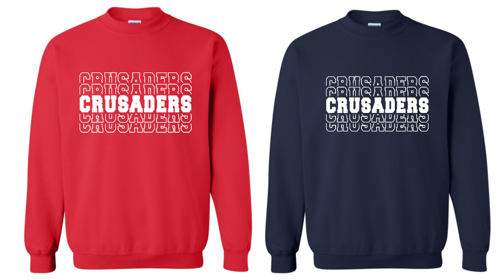 New Crusaders multi word Red or Navy Sweatshirt (hooded or crewneck)
