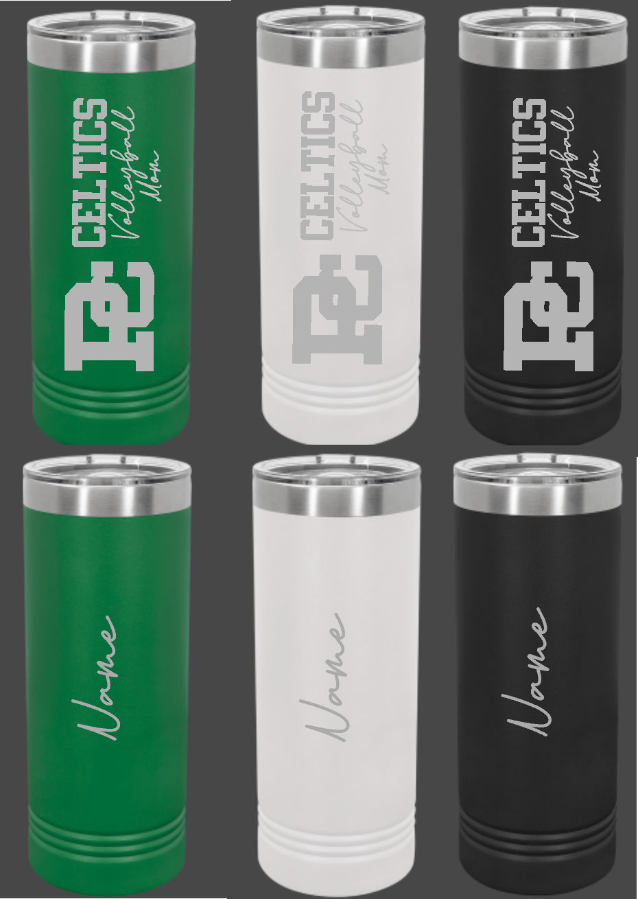 PC Volleyball Mom 22 oz personalized skinny tumbler Choose from 3 colors