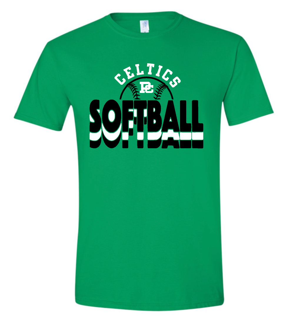 Design #2 PCHS Celtics Softball T shirt Available in 3 different colors