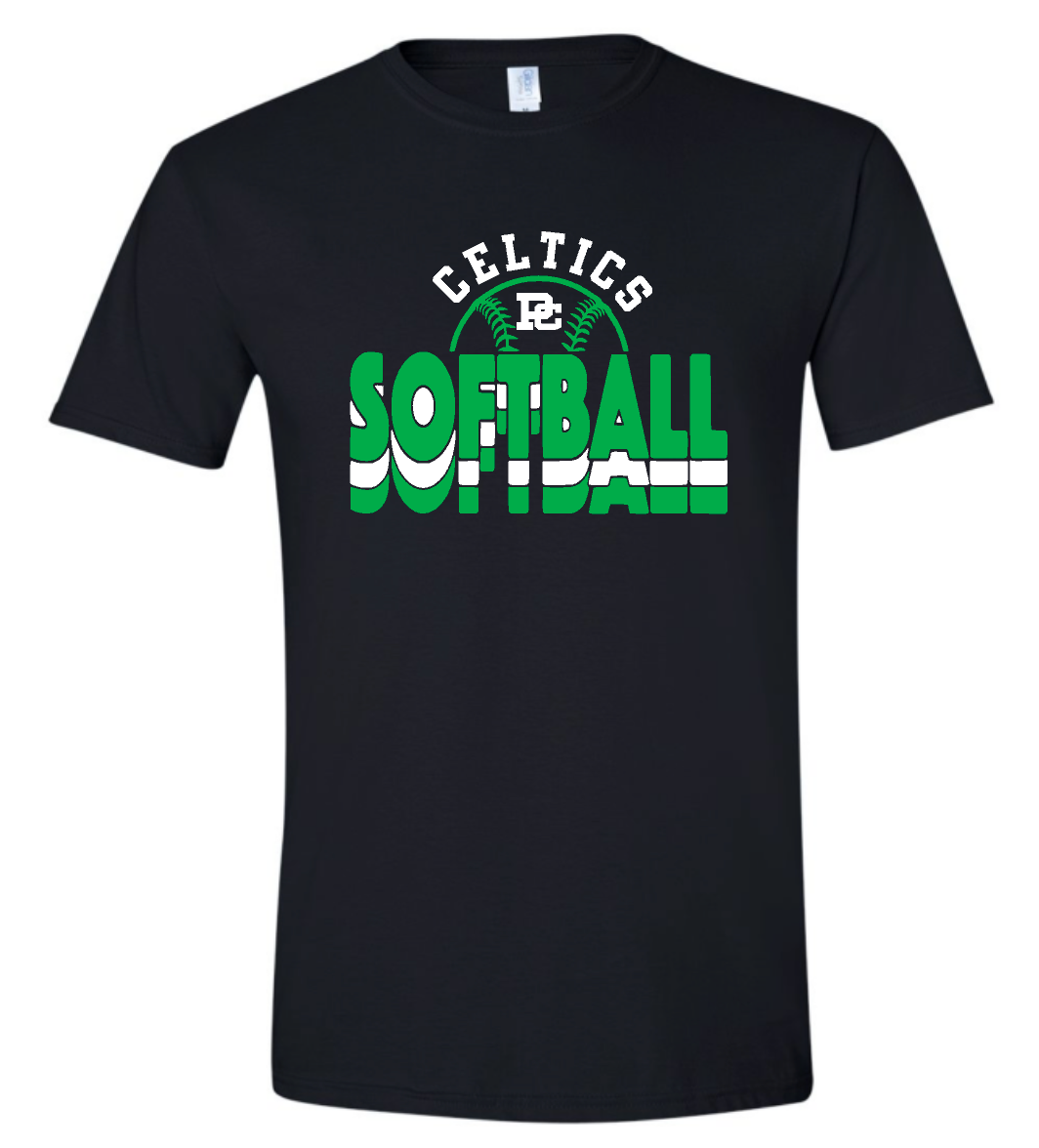 Design #2 PCHS Celtics Softball T shirt Available in 3 different colors