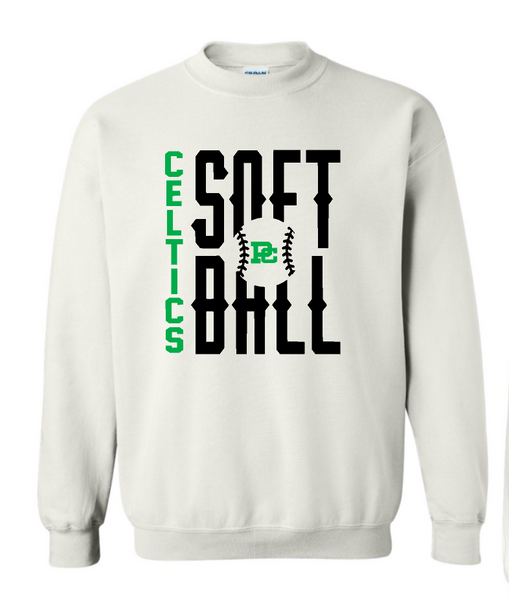 Design #1 PCHS Celtics Softball Gildan Crew Sweatshirt Available in 3 different colors