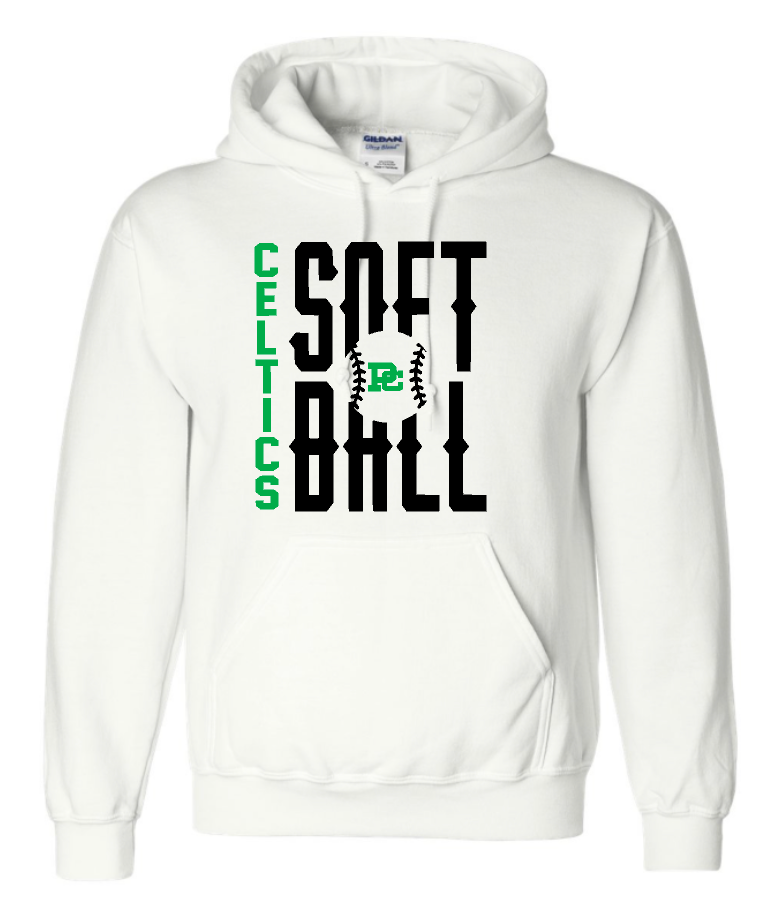 Design #1 PCHS Celtics Softball Gildan Hooded Sweatshirt Available in 3 different colors