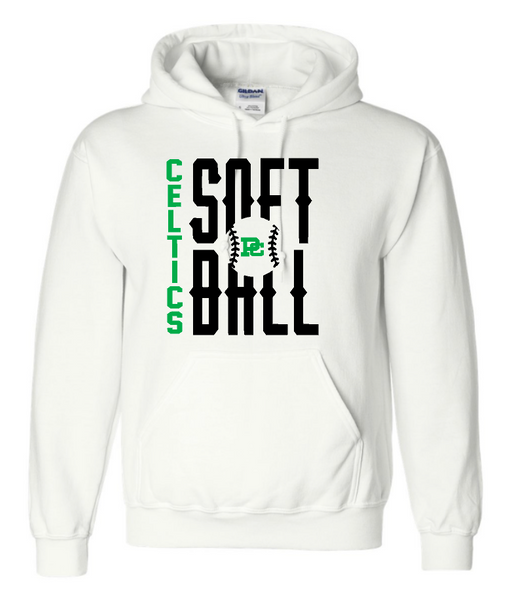 Design #1 PCHS Celtics Softball Gildan Hooded Sweatshirt Available in 3 different colors