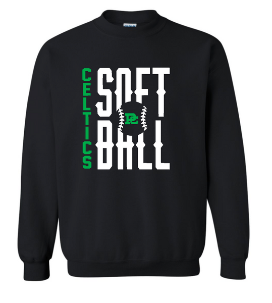 Design #1 PCHS Celtics Softball Gildan Crew Sweatshirt Available in 3 different colors