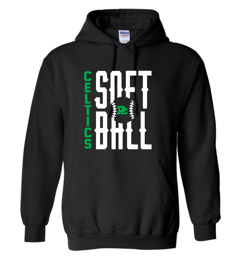 Design #1 PCHS Celtics Softball Gildan Hooded Sweatshirt Available in 3 different colors
