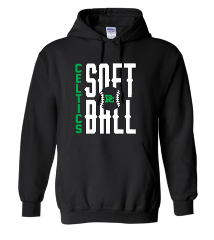 Design #1 PCHS Celtics Softball Gildan Hooded Sweatshirt Available in 3 different colors