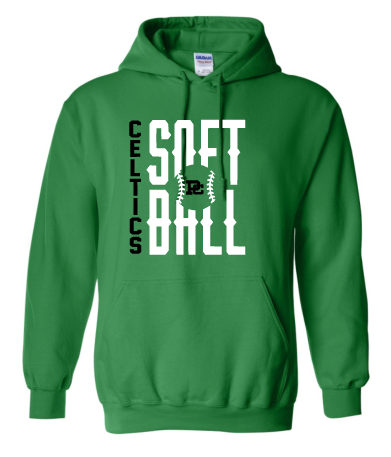 Design #1 PCHS Celtics Softball Gildan Hooded Sweatshirt Available in 3 different colors