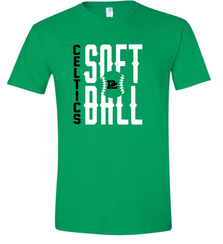 Design #1 PCHS Celtics Softball T shirt Available in 3 different colors