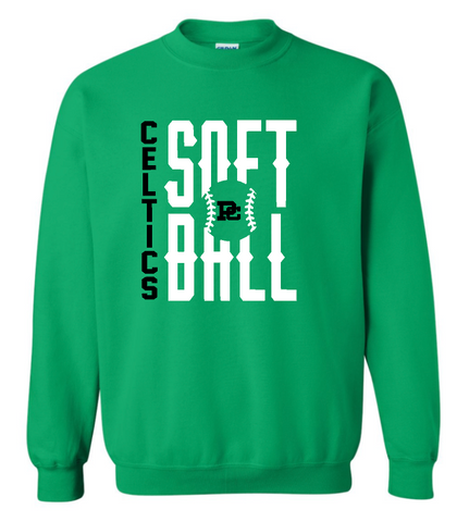 Design #1 PCHS Celtics Softball Gildan Crew Sweatshirt Available in 3 different colors