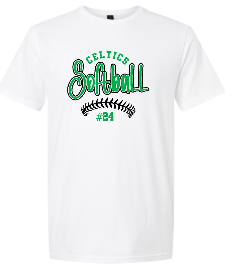 Design #3 PCHS Celtics Softball T shirt Available in 3 different colors