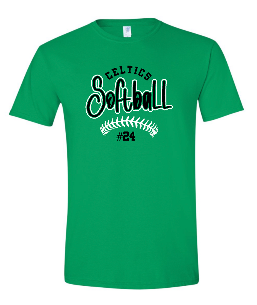 Design #3 PCHS Celtics Softball T shirt Available in 3 different colors