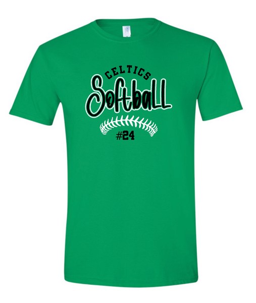 Design #3 PCHS Celtics Softball T shirt Available in 3 different colors