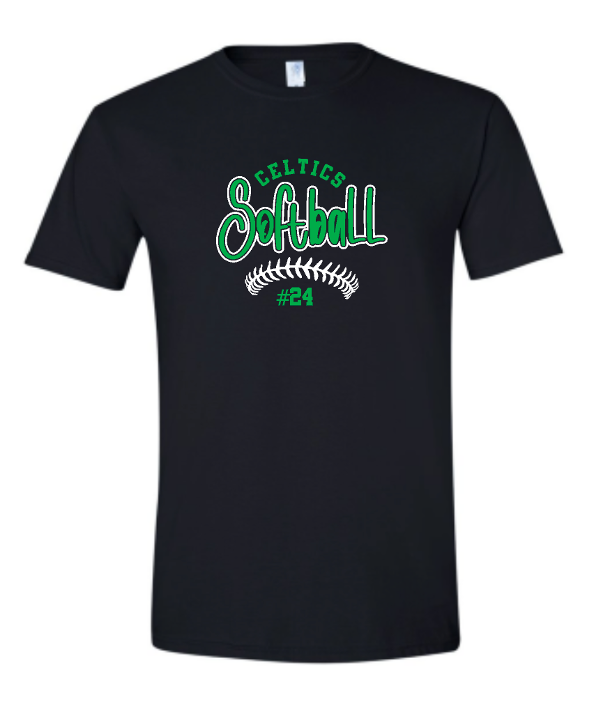Design #3 PCHS Celtics Softball T shirt Available in 3 different colors