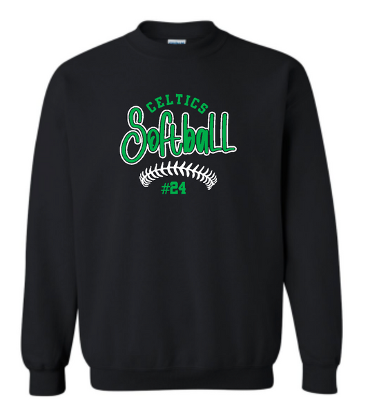 Design #3 PCHS Celtics Softball Gildan Crew Sweatshirt Available in 3 different colors