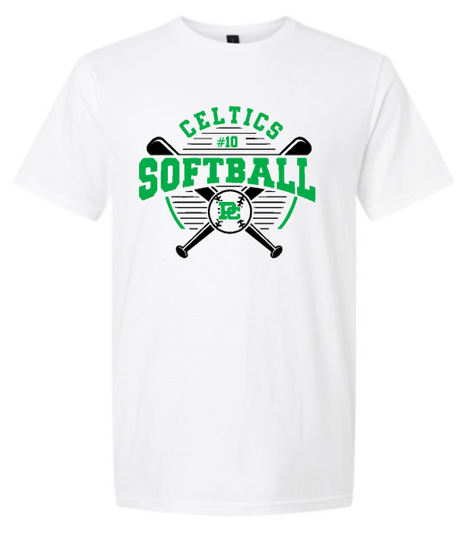 Design #4 PCHS Celtics Softball T shirt Available in 3 different colors