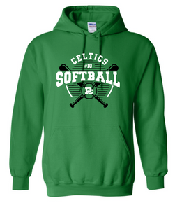 Design #4 PCHS Celtics Softball Gildan Hooded Sweatshirt Available in 3 different colors