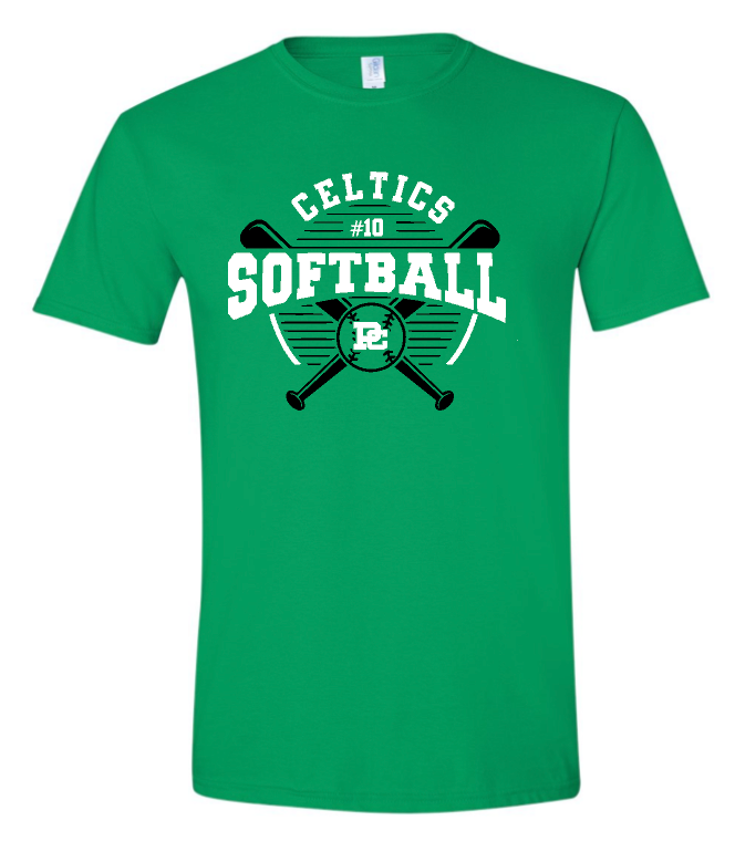 Design #4 PCHS Celtics Softball T shirt Available in 3 different colors