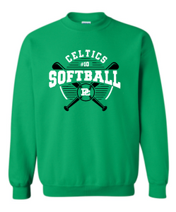 Design #4 PCHS Celtics Softball Gildan Crew Sweatshirt Available in 3 different colors