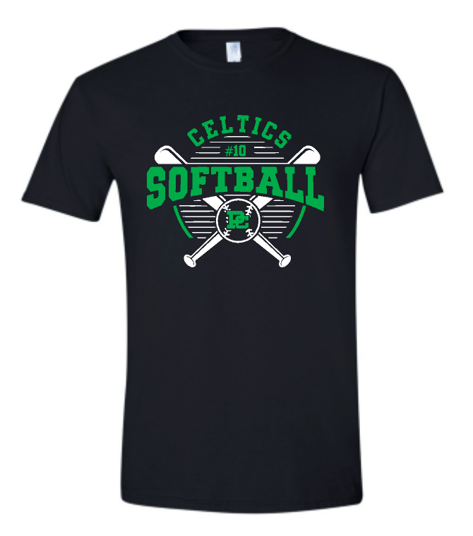 Design #4 PCHS Celtics Softball T shirt Available in 3 different colors