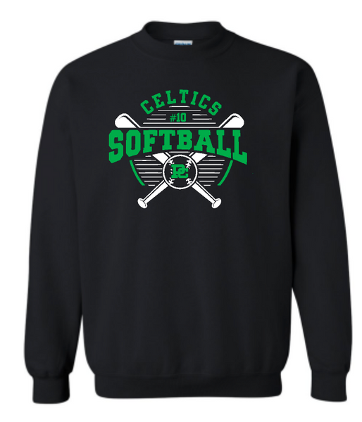 Design #4 PCHS Celtics Softball Gildan Crew Sweatshirt Available in 3 different colors