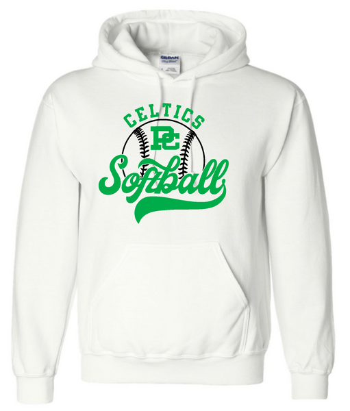Design #5 PCHS Celtics Softball Gildan Hooded Sweatshirt Available in 3 different colors