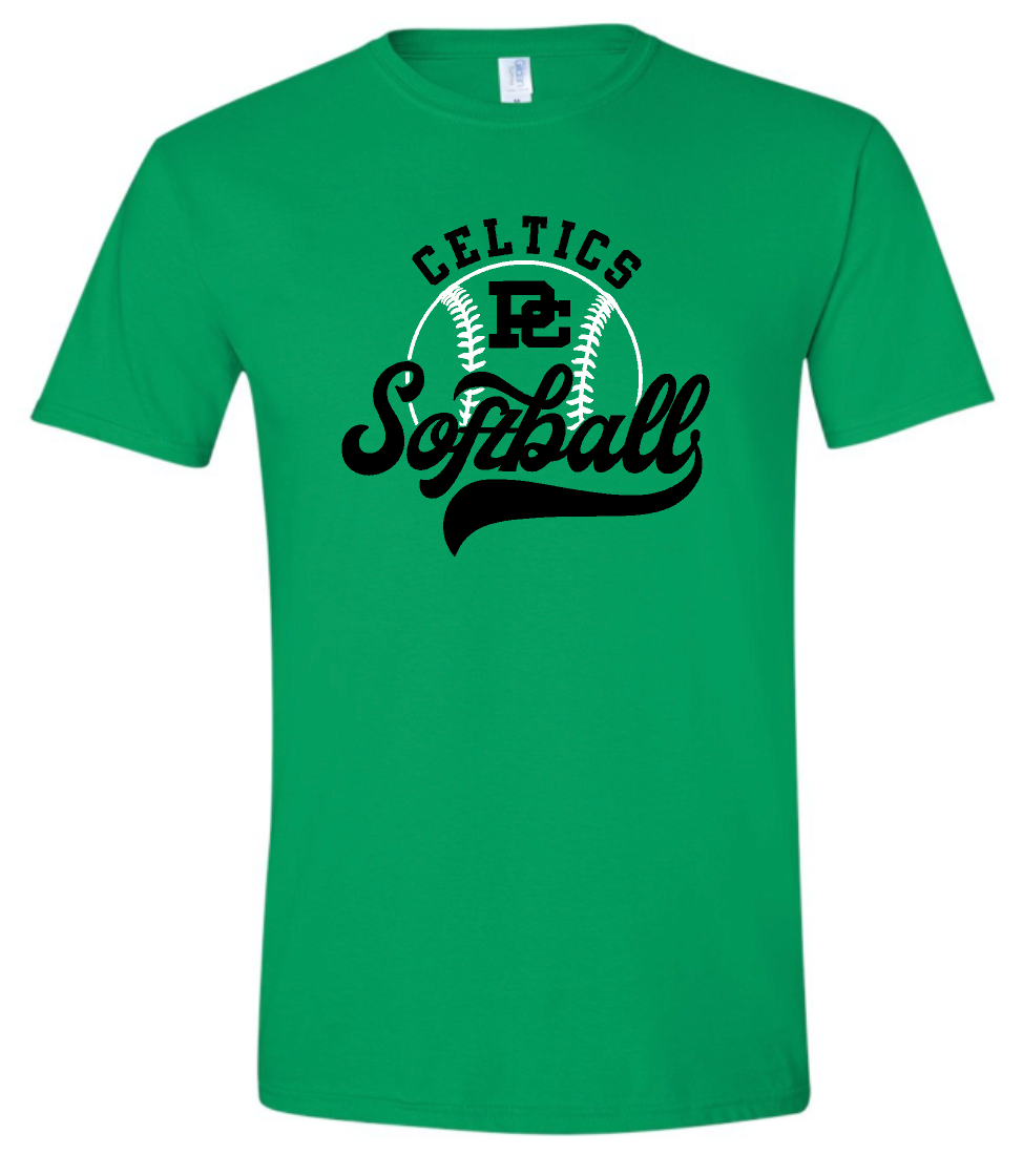Design #5 PCHS Celtics Softball T shirt Available in 3 different colors