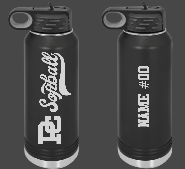 PCHS Personalized Softball 32oz Waterbottle Choose from 3 colors