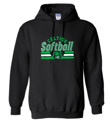 Design #6 PCHS Celtics Softball Gildan Hooded Sweatshirt Available in 3 different colors