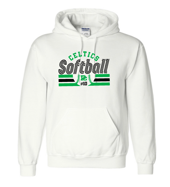 Design #6 PCHS Celtics Softball Gildan Hooded Sweatshirt Available in 3 different colors