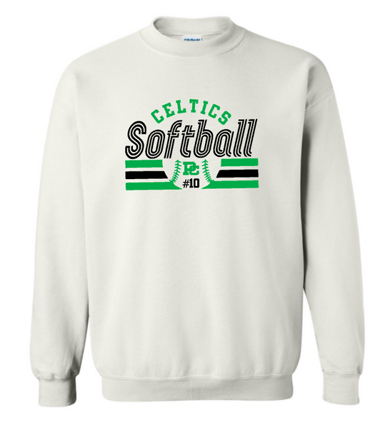 Design #6 PCHS Celtics Softball Gildan Crew Sweatshirt Available in 3 different colors