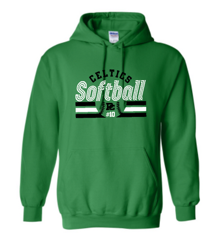 Design #6 PCHS Celtics Softball Gildan Hooded Sweatshirt Available in 3 different colors