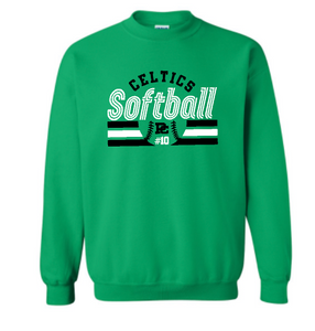 Design #6 PCHS Celtics Softball Gildan Crew Sweatshirt Available in 3 different colors