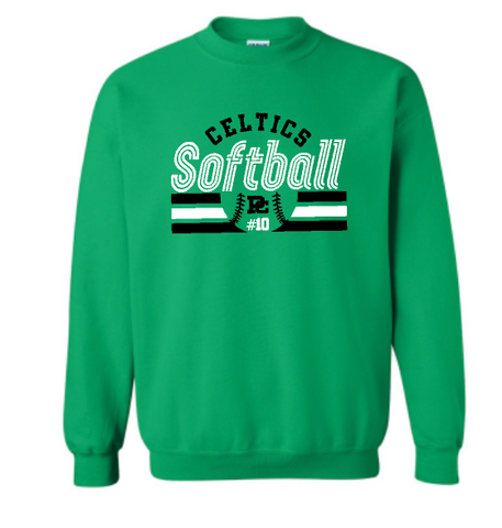 Design #6 PCHS Celtics Softball Gildan Crew Sweatshirt Available in 3 different colors