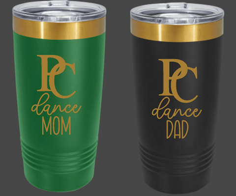 Dancing Celtics Fan Coffee Tumbler Choose from black/gold or green/gold