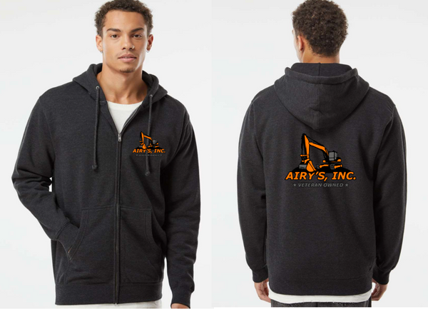 NEW Independent Brand Airy's logo front and back Zip up hooded sweatshirt jacket