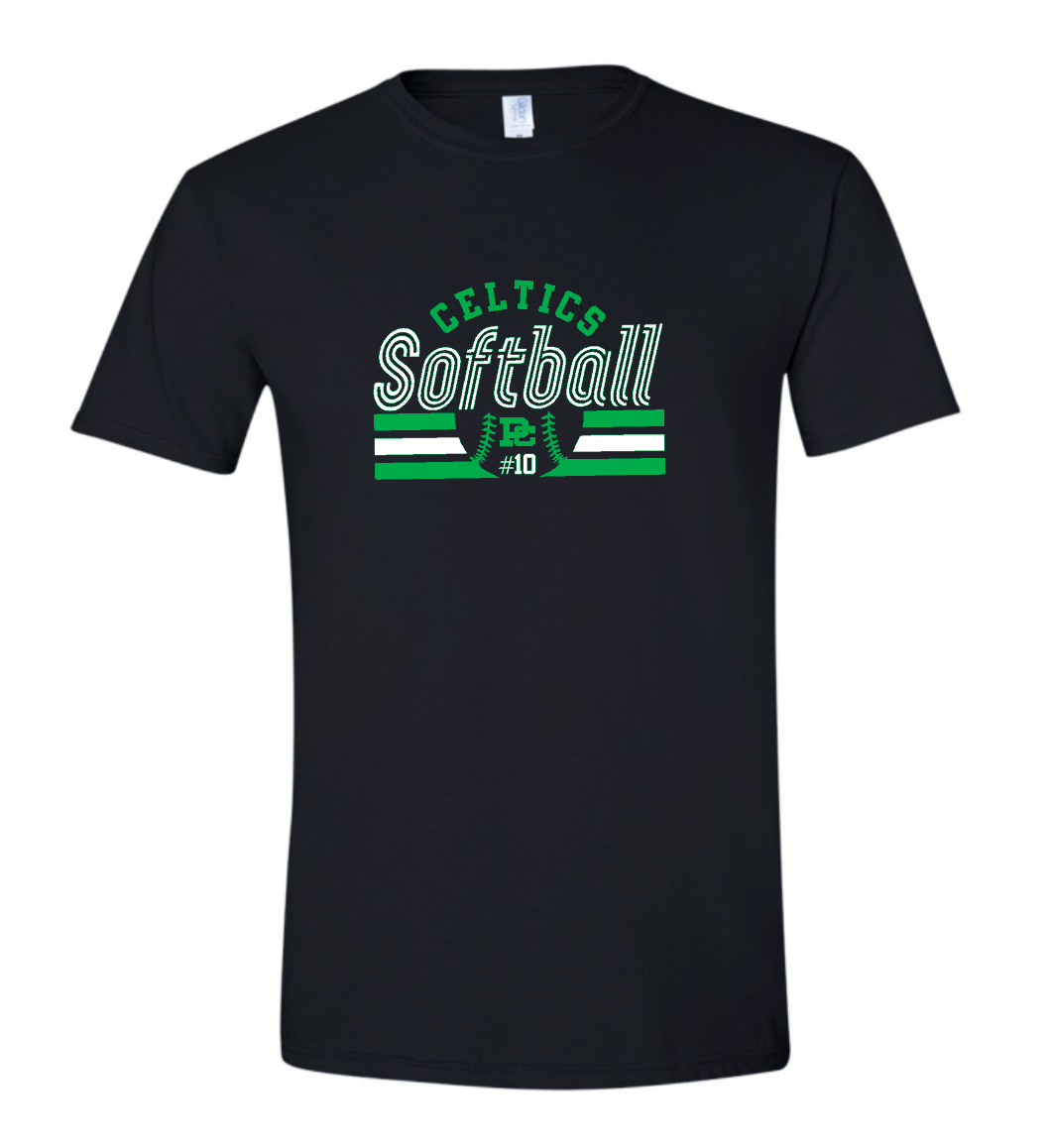 Design #6 PCHS Celtics Softball T shirt Available in 3 different colors