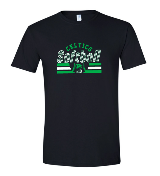 Design #6 PCHS Celtics Softball T shirt Available in 3 different colors