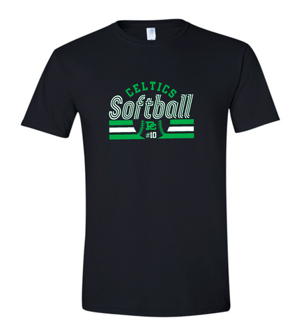 Design #6 PCHS Celtics Softball T shirt Available in 3 different colors