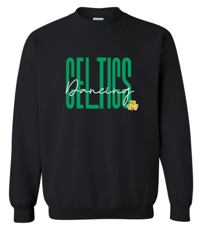 Dancing Celtics with Glitter Shamrock Choose from Shirt, Crew or Hoodie