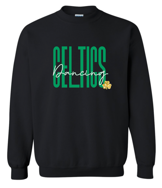 Dancing Celtics with Glitter Shamrock Choose from Shirt, Crew or Hoodie