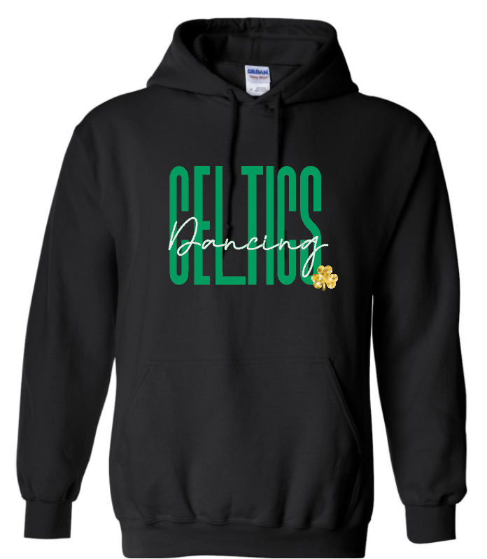 Dancing Celtics with Glitter Shamrock Choose from Shirt, Crew or Hoodie